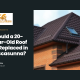 Should a 20-Year-Old Roof Be Replaced in Succasunna? Royalty Exteriors title card with a brown tiled roof